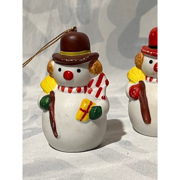 Snowman Ornament Bisque Ceramic Hand-Painted Lot of 5 Christmas Hand-Made Frosty - Picture 3 of 11